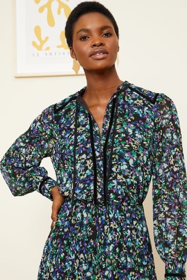 Black ditsy midi dress 2025