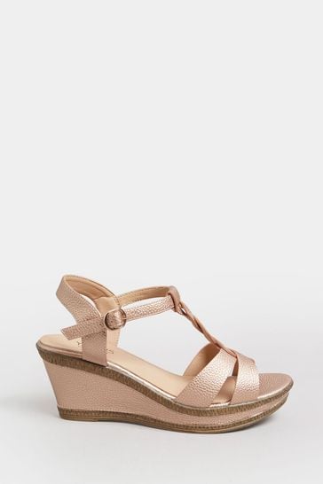 Buy Yours Curve Gold Extra Wide Fit Comfort Cross Strap Wedge from