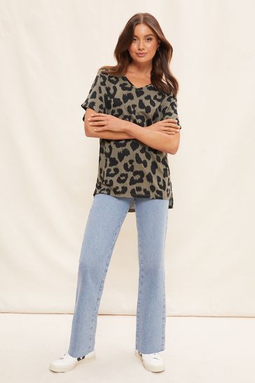 Buy Khaki Leopard Print Jeggings - 10, Jeans