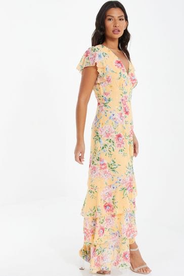 Quiz yellow floral sales dress