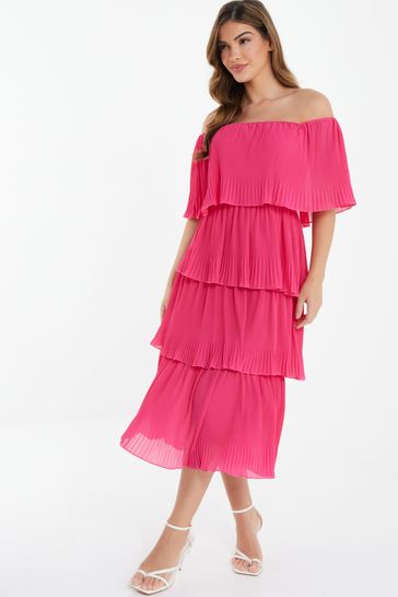 Hot pink tiered dress new arrivals