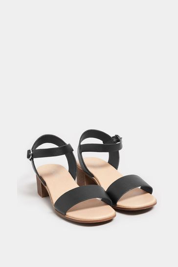 Yours Curve Black Extra-Wide Fit Block Heel Casual Sandal