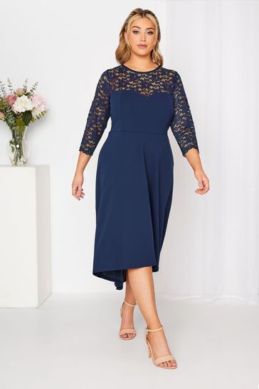Blue lace high sales low dress