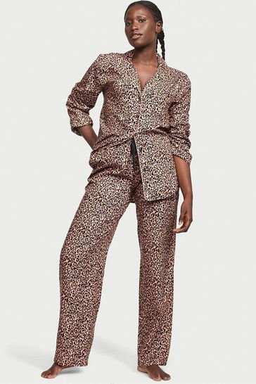Buy Victoria's Secret Leopard Brown Flannel Long Pyjamas from Next  Netherlands