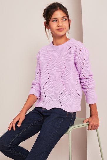 Lipsy Purple Scallop Stitch Jumper