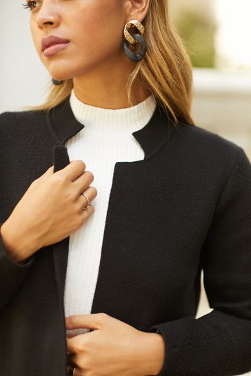 Buy Friends Like These Black Petite Longline Mock Collar Coatigan from Next Bahrain