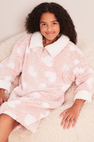 Lipsy Pink Cosy Fleece Hooded Blanket