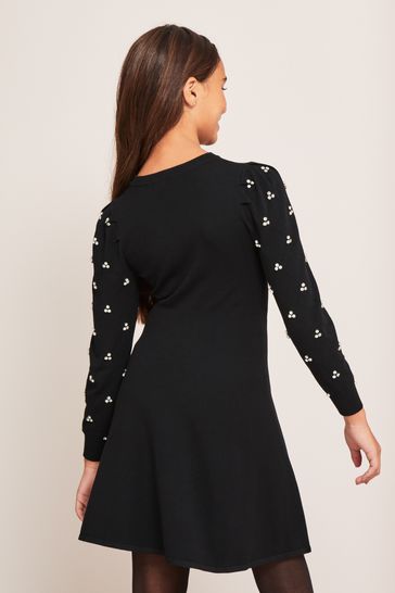 Buy Lipsy Black Embellished Knitted Dress from Next Poland