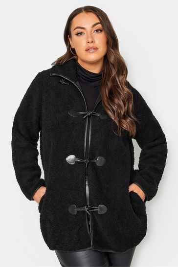Yours Curve Black Luxury Faux Fur Toggle Jacket