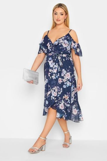 Cold shoulder wrap dresses cheap