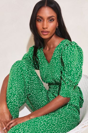 Lipsy wrap short store sleeve wide leg jumpsuit