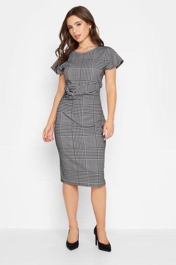 PixieGirl Petite Black Dogtooth Knot Twist Dress