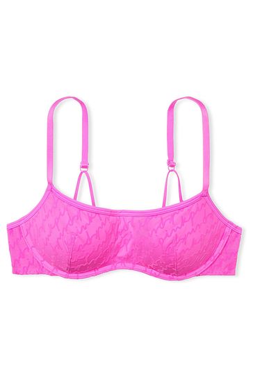 Buy Victoria's Secret PINK Pink Berry Push Up Flocked Mesh Push Up Bralette  from Next Luxembourg
