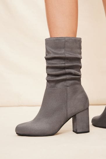 Gray suede block heel on sale