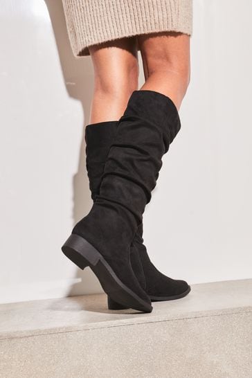 Lipsy knee high cheap ruched leg boots