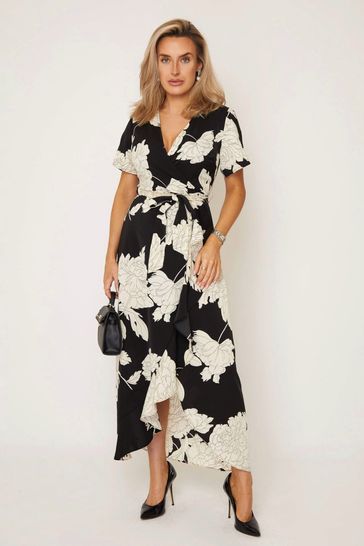 Black and white petite maxi dress hot sale
