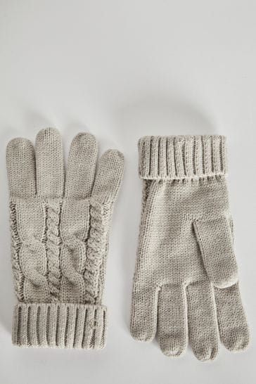 Lipsy Light Grey Cosy Cable Gloves