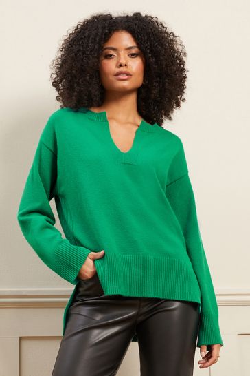 Emerald green discount v neck sweater