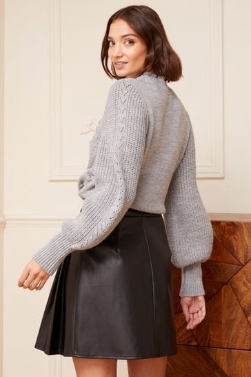 Leather button new arrivals up skirt