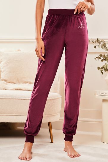 Lipsy Berry Red Super Soft Cuffed Velour Joggers