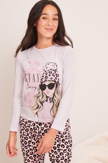 Lipsy Pink Jersey Graphic Long Sleeve Pyjamas