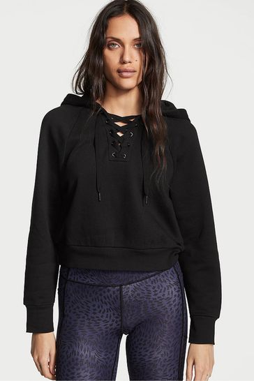 Black lace up hoodie outlet
