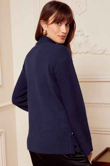 Blue funnel neck top jumper