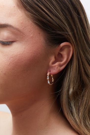 Buy Lipsy Jewellery Black Tri Tone Stone Hoop Earrings Pack of 3