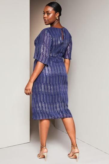 Navy blue best sale wrap midi dress