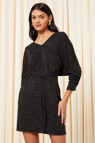 Friends Like These Black Cosy Soft Touch Tunic Mini Dress