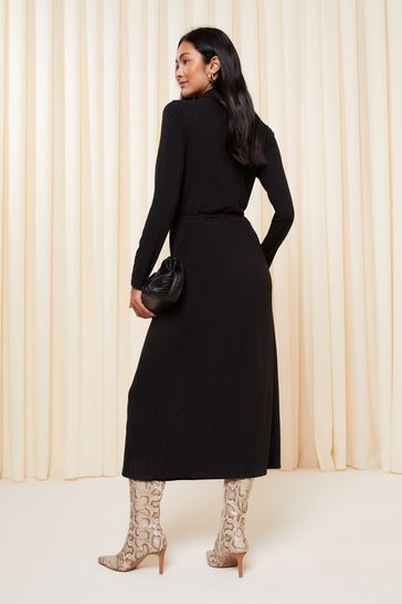 Buy Friends Like These Black Petite Belted Textured Long Sleeve