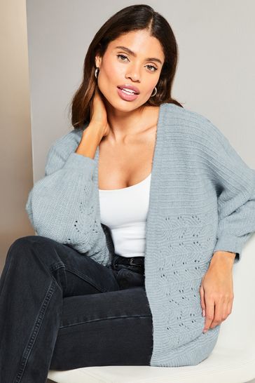 Lipsy Blue Long Sleeve Batwing Knitted Cardigan