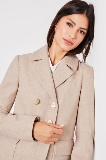 Lipsy wool blend hot sale tie coat in camel