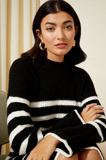 Buy Friends Like These Black White Striped Knitted Long Sleeve Jumper Dress from Next Denmark