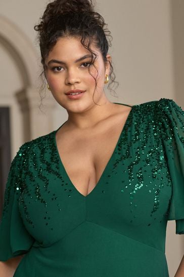 Forest green bridesmaid dresses plus sale size