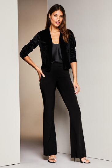 Black velvet cropped jacket store