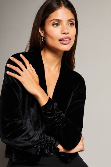 Black velvet outlet cropped jacket