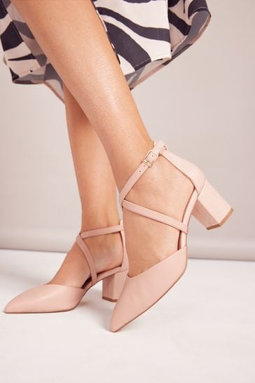 Pink court shoes block heel clearance