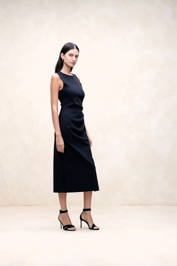 Black scuba online midi dress