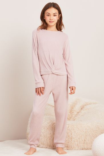 Lipsy Light Pink Cosy Knot Front Pyjamas (5-16yrs)