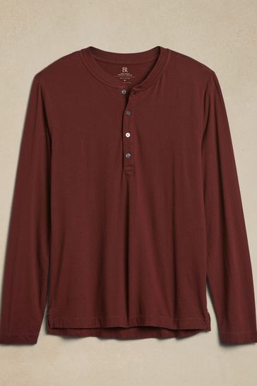 Buy Banana Republic Red Soft Wash Henley Long Sleeve T-Shirt from