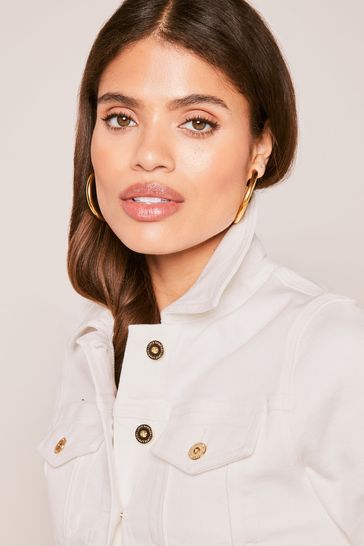 Lipsy White Crop Denim Jacket