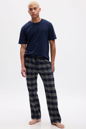 Gap Grey/Blue Flannel Check Pyjama Bottoms