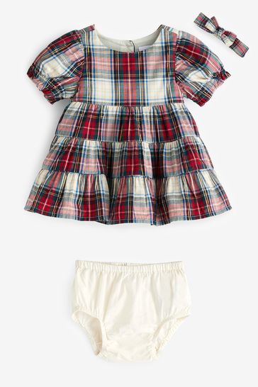 Gap Red Short Sleeve Plaid Baby Dress (Newborn - 24mths)