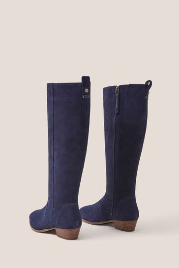 Ladies navy suede knee high clearance boots