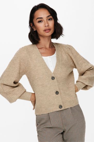 Buy JDY Cream Soft Touch Puff Sleeve Cardigan Jumper from Next Ukraine