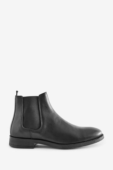 JACK & JONES Black Leather Chelsea Boot