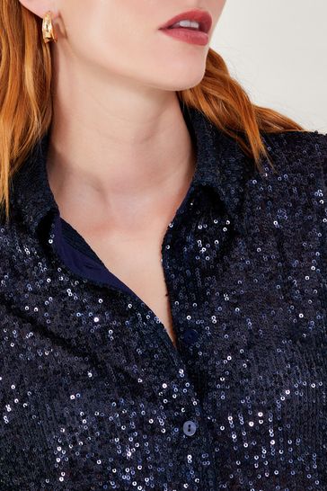 Monsoon Purple Megan Sequin Shirt
