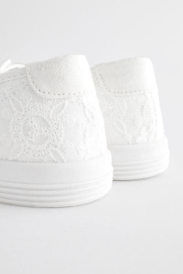 Buy White Embroidered Forever Comfort Laceless Canvas Slip On Trainers from Next Bahrain