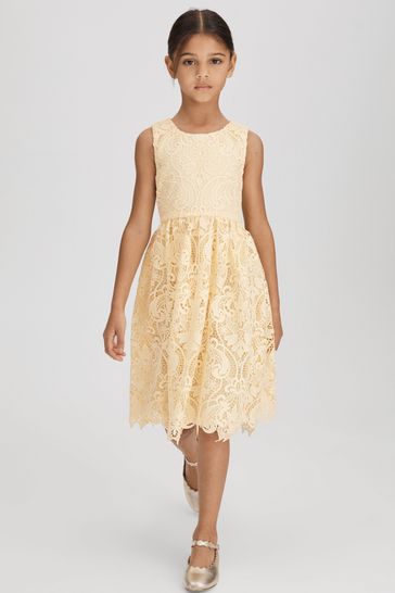 Reiss Lemon Daia Teen Fit-and-Flare Lace Dress